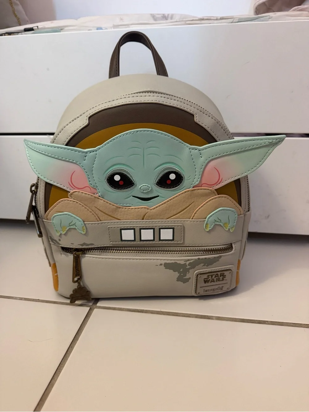 Loungefly Star Wars Grogu Mini Backpack in Beige, Mint Green & Tan